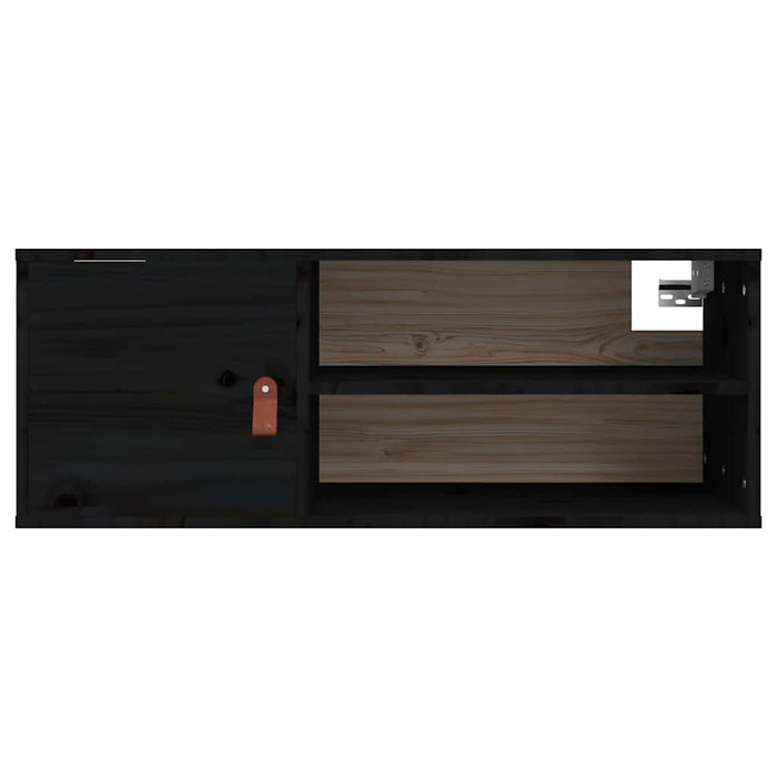 Dulapuri de perete 2 buc. negru, 80x30x30 cm, lemn masiv de pin WALTI