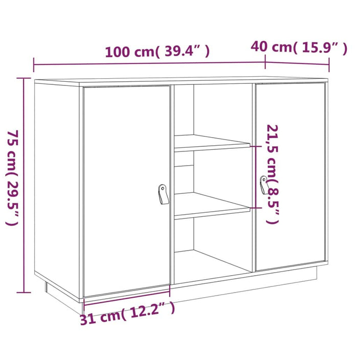 Dulap, alb, 100x40x75 cm, lemn masiv de pin - WALTI WALTI