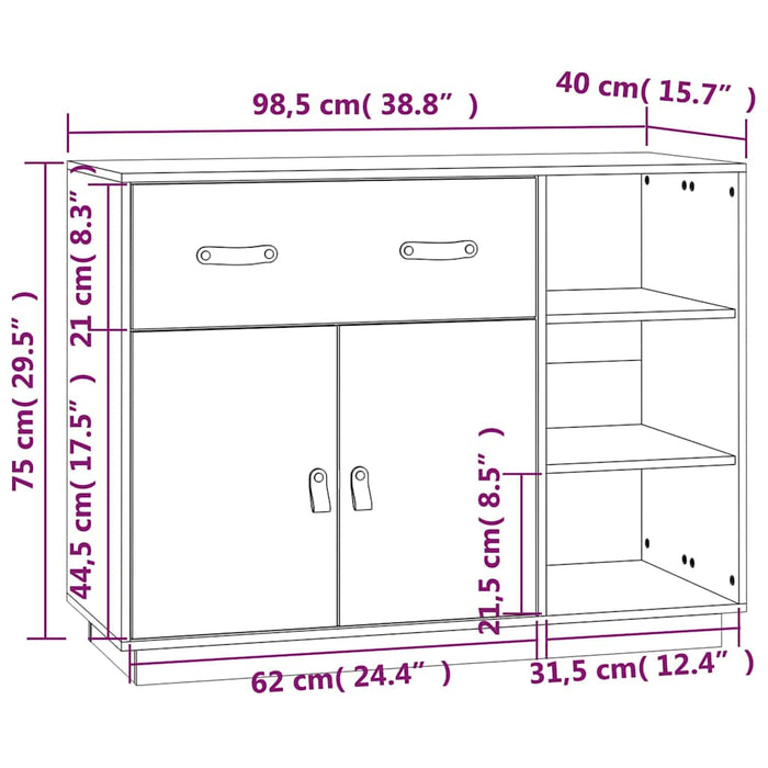 Dulap, 98,5x40x75 cm, lemn masiv de pin WALTI
