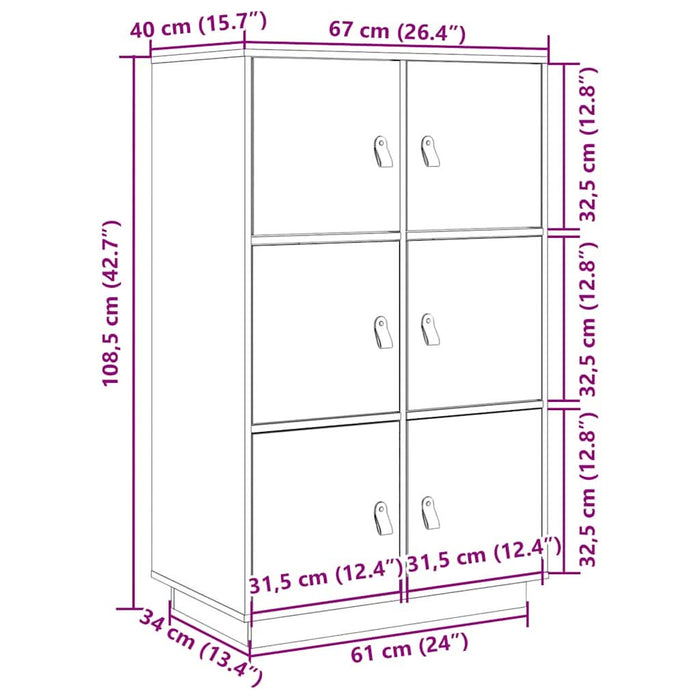Dulap înalt, alb, 67x40x108,5 cm, lemn masiv de pin - WALTI WALTI