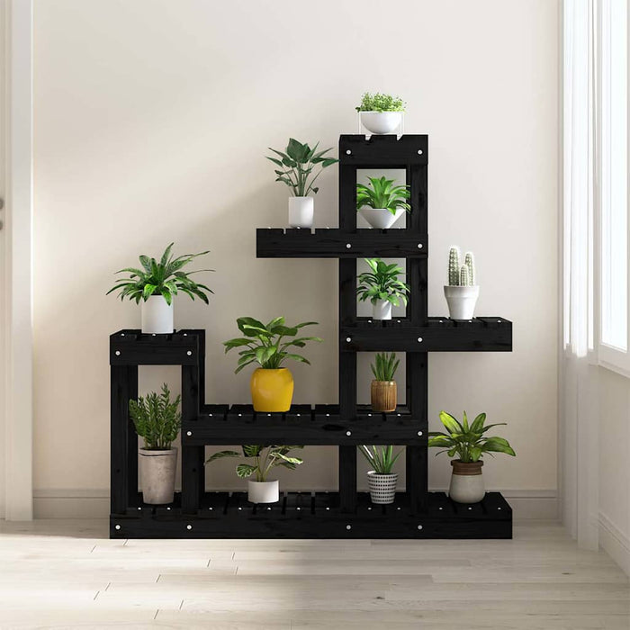Suport pentru plante, Negru,92x25x97 cm, lemn masiv de pin WALTI