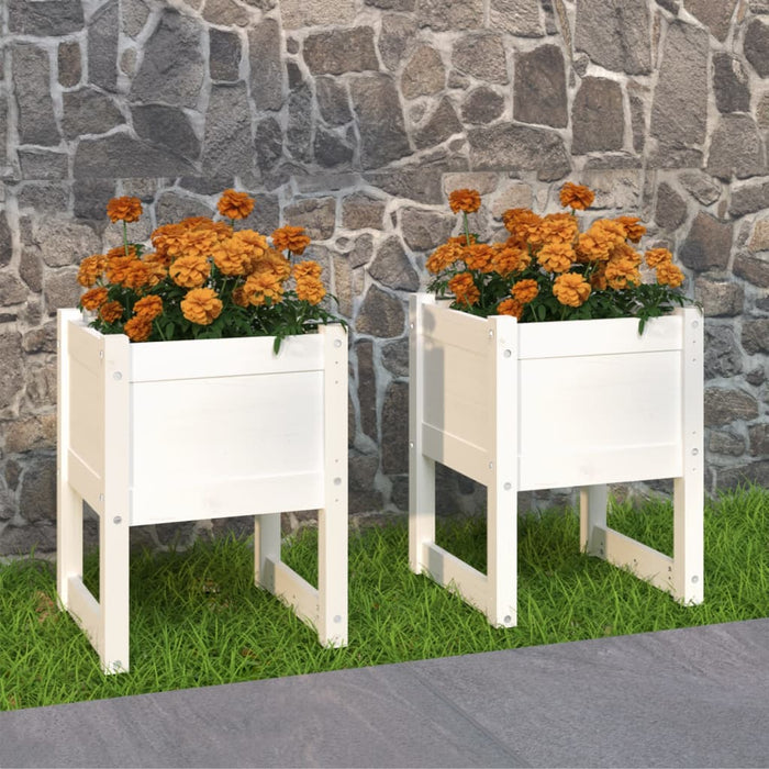Jardiniere, 2 buc., alb, 40x40x52,5 cm, lemn masiv de pin - WALTI WALTI
