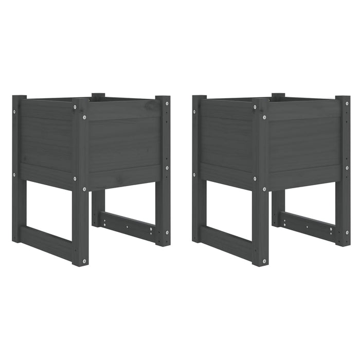 Jardiniere, 2 buc., gri, 40x40x52,5 cm, lemn masiv de pin - WALTI WALTI