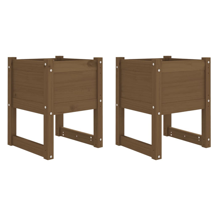 Jardiniere, 2 buc., maro miere, 40x40x52,5cm, lemn masiv de pin - WALTI WALTI