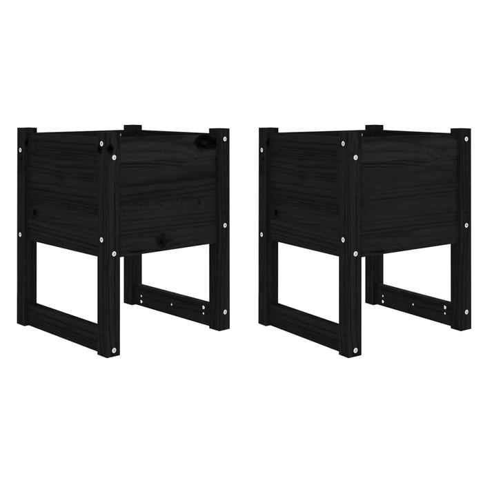 Jardiniere, 2 buc, Negru, 40x40x52,5 cm, lemn masiv de pin - WALTI WALTI