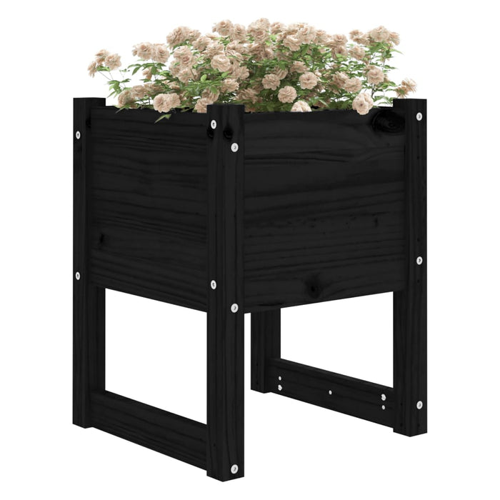 Jardiniere, 2 buc, Negru, 40x40x52,5 cm, lemn masiv de pin - WALTI WALTI