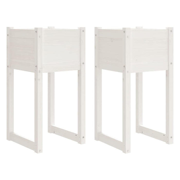 Jardiniere, 2 buc., alb, 40x40x81 cm, lemn masiv de pin - WALTI WALTI