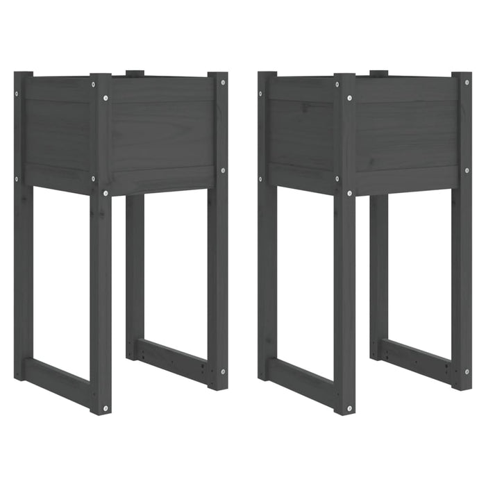 Jardiniere, 2 buc., gri, 40x40x81 cm, lemn masiv de pin - WALTI WALTI