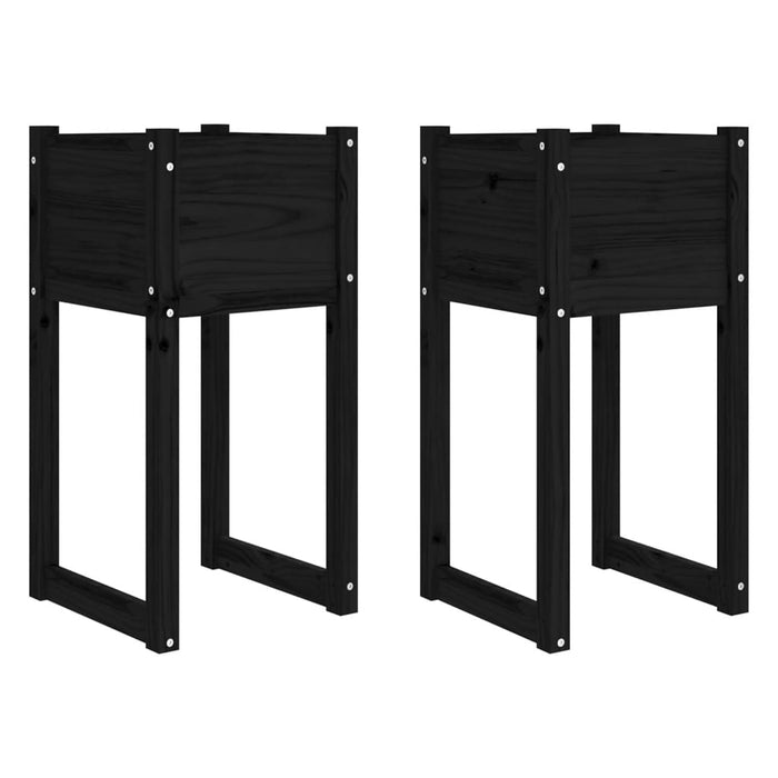 Jardiniere, 2 buc., Negru, 40x40x52,5 cm, lemn masiv de pin - WALTI WALTI