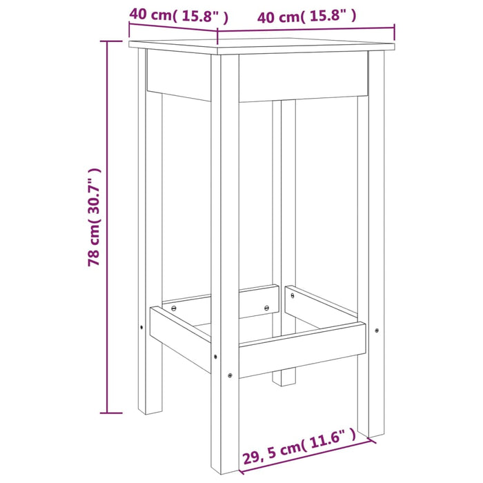 Scaune de bar, 2 buc., 40x40x78 cm, lemn masiv de pin - WALTI WALTI