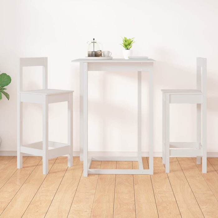 Scaune de bar, 2 buc., alb,40x41,5x112 cm, lemn masiv de pin - WALTI WALTI