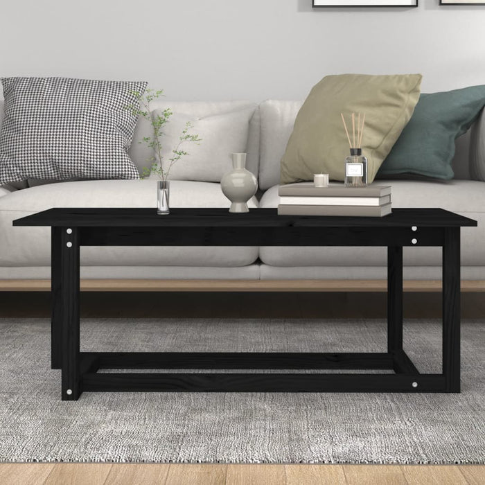 Măsuță de cafea, negru, 110x55x45 cm, lemn masiv de pin WALTI