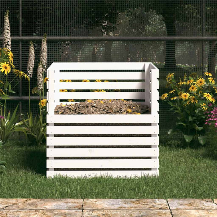 Compostor, alb, 80x80x78 cm, lemn masiv de pin - WALTI WALTI