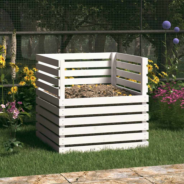 Compostor, alb, 80x80x78 cm, lemn masiv de pin - WALTI WALTI