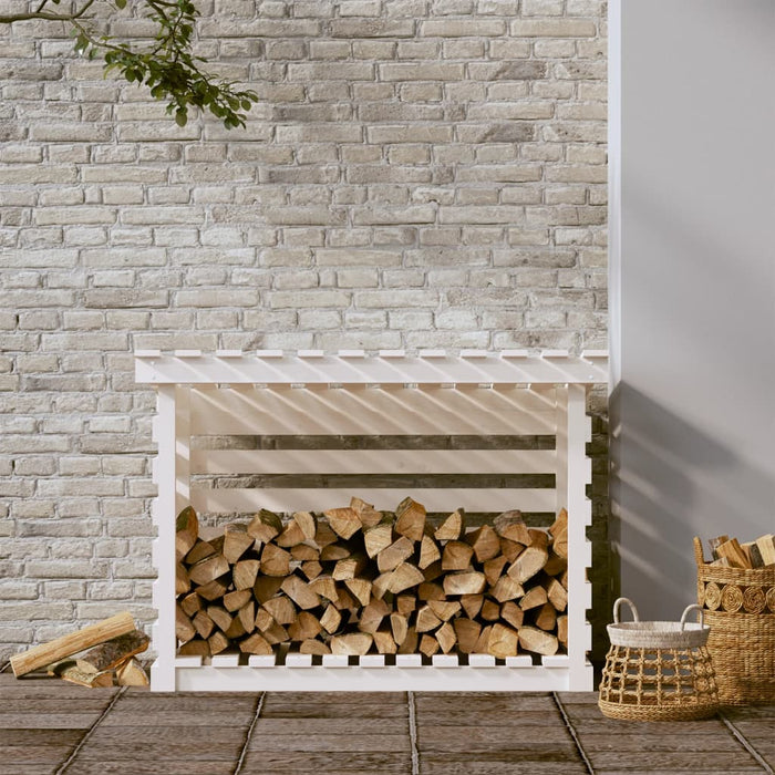 Rastel pentru lemne de foc, alb, 108x73x79 cm, lemn masiv pin - WALTI WALTI