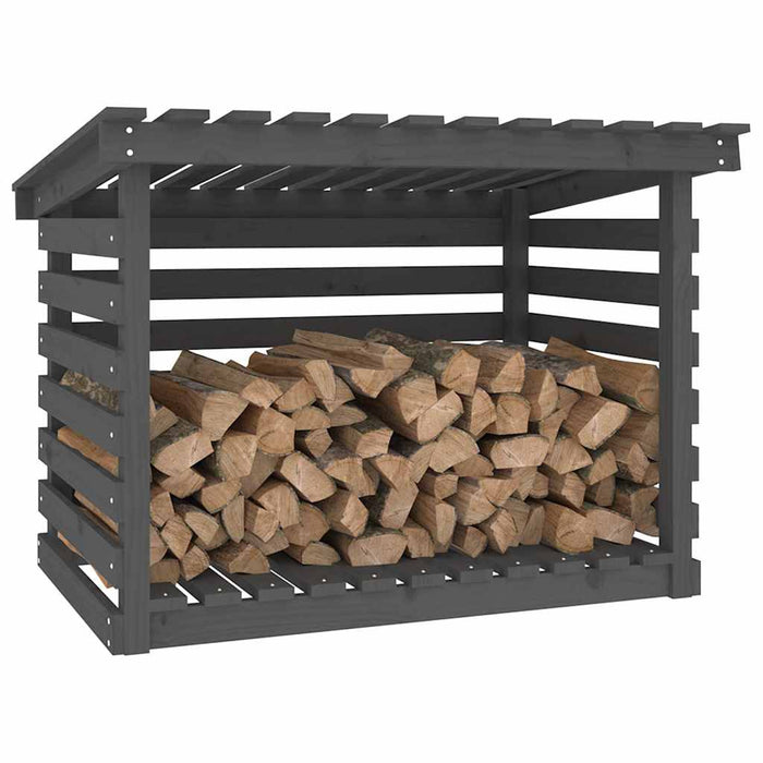 Rastel pentru lemne de foc, gri, 108x73x79 cm, lemn masiv pin WALTI