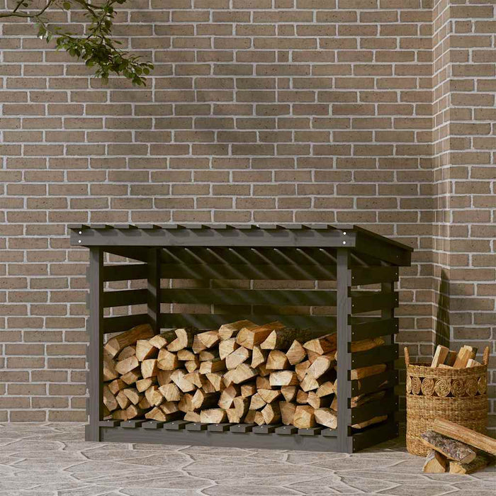 Rastel pentru lemne de foc, gri, 108x73x79 cm, lemn masiv pin WALTI