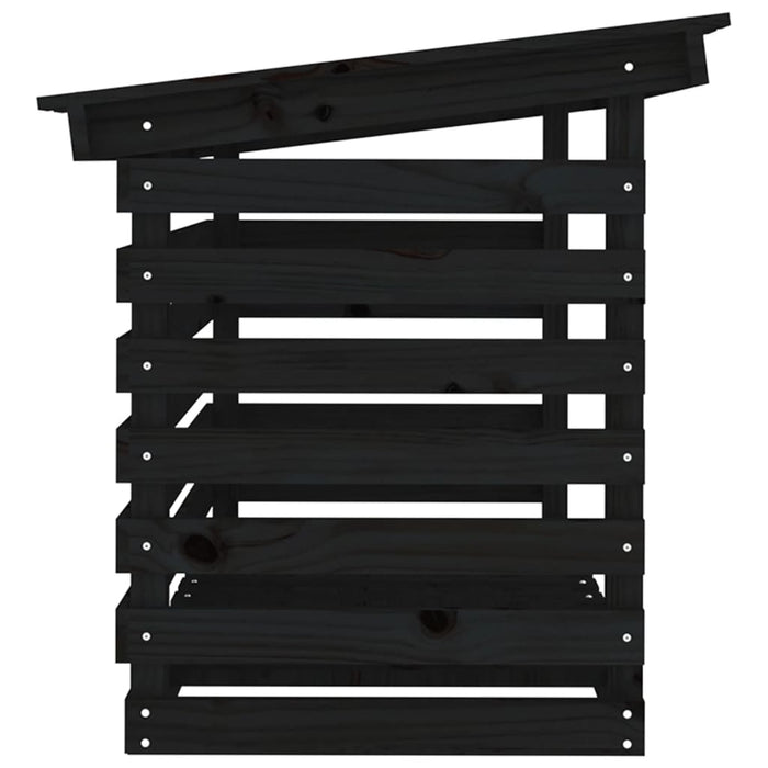 Rastel pentru lemne de foc, negru, 108x73x79 cm lemn masiv pin WALTI