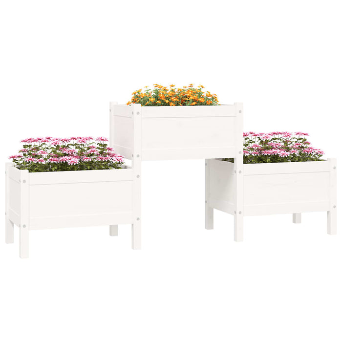 Jardinieră, alb, 178,5x44x75 cm, lemn masiv de pin - WALTI WALTI