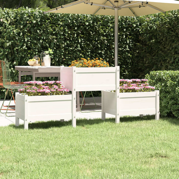 Jardinieră, alb, 178,5x44x75 cm, lemn masiv de pin - WALTI WALTI
