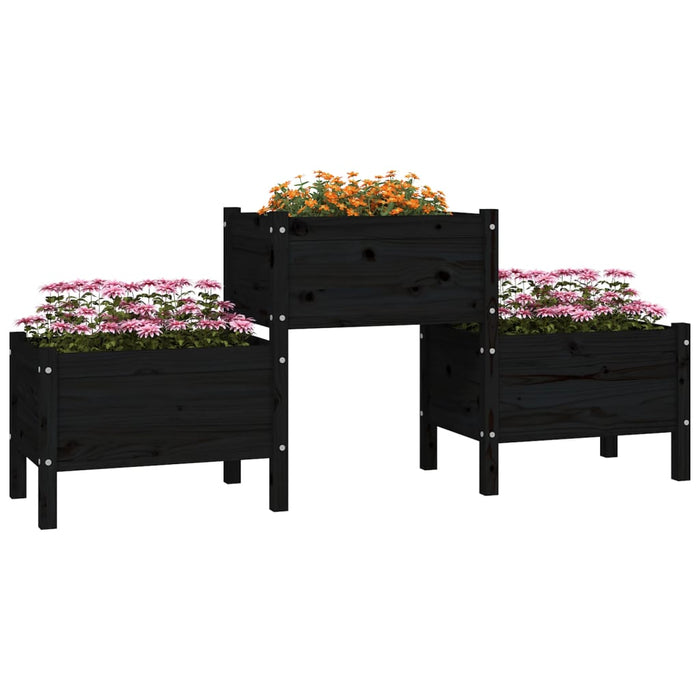 Jardinieră, negru, 178,5x44x75 cm, lemn masiv de pin - WALTI WALTI