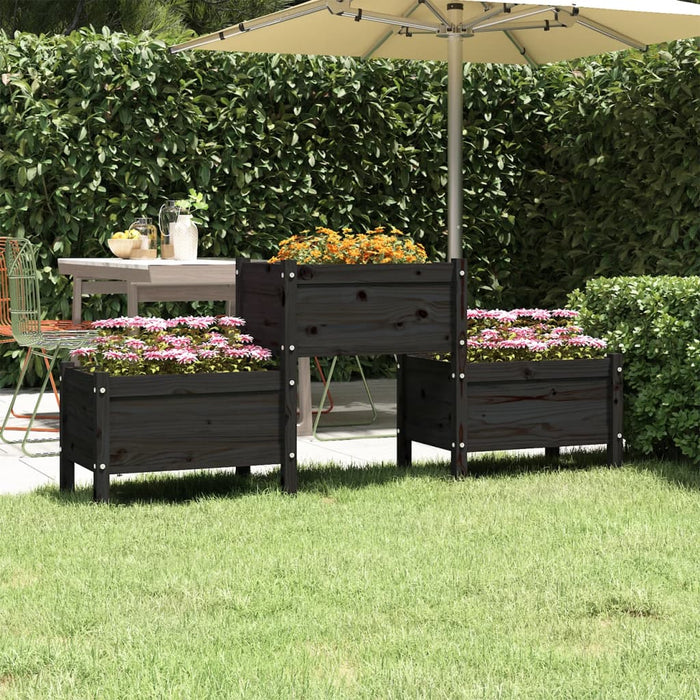 Jardinieră, negru, 178,5x44x75 cm, lemn masiv de pin - WALTI WALTI