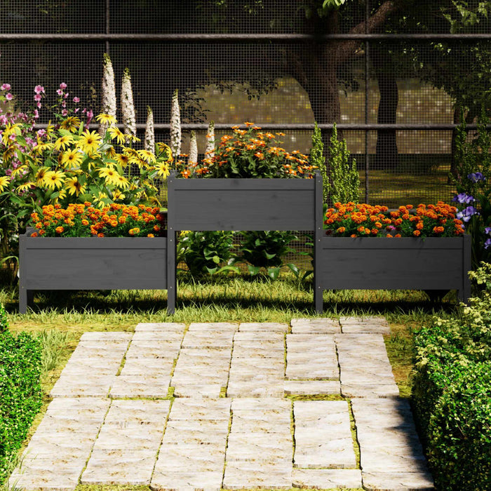 Jardinieră, gri , 245,5x44x75 cm, lemn masiv de pin - WALTI WALTI