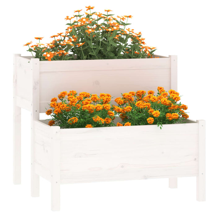 Jardinieră, alb, 84,5x84x75 cm, lemn masiv de pin - WALTI WALTI