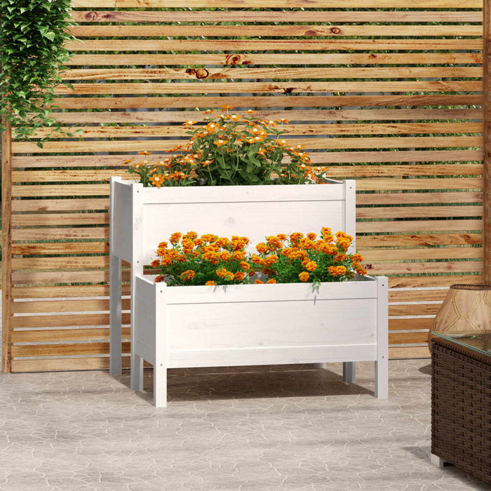 Jardinieră, alb, 84,5x84x75 cm, lemn masiv de pin - WALTI WALTI