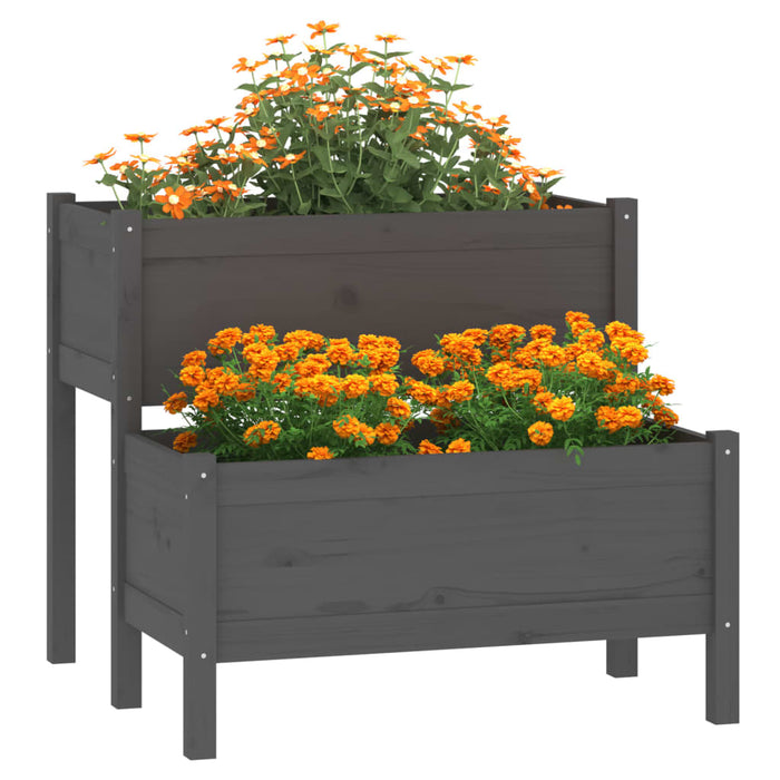 Jardinieră, gri, 84,5x84x75 cm, lemn masiv de pin - WALTI WALTI