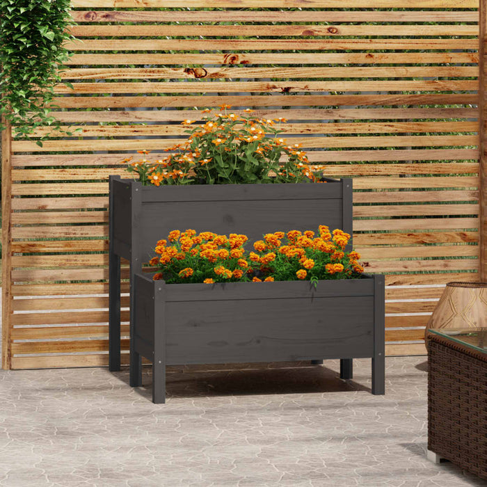 Jardinieră, gri, 84,5x84x75 cm, lemn masiv de pin - WALTI WALTI