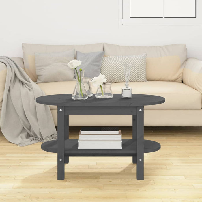 Măsuță de cafea, gri, 80x45x45 cm, lemn masiv de pin - WALTI WALTI