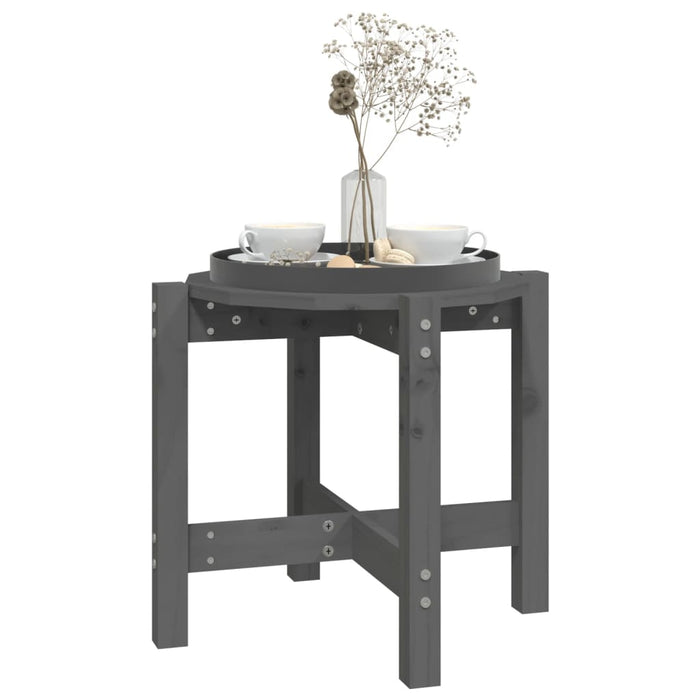 Măsuță de cafea, gri, Ø 52,5x45 cm, lemn masiv de pin - WALTI WALTI