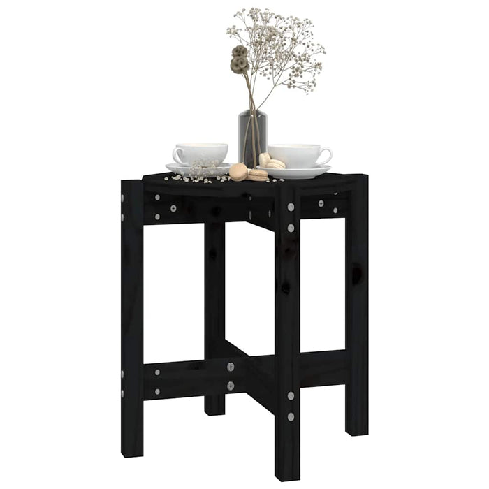 Măsuță de cafea, negru, Ø 42,5x45 cm, lemn masiv de pin - WALTI WALTI