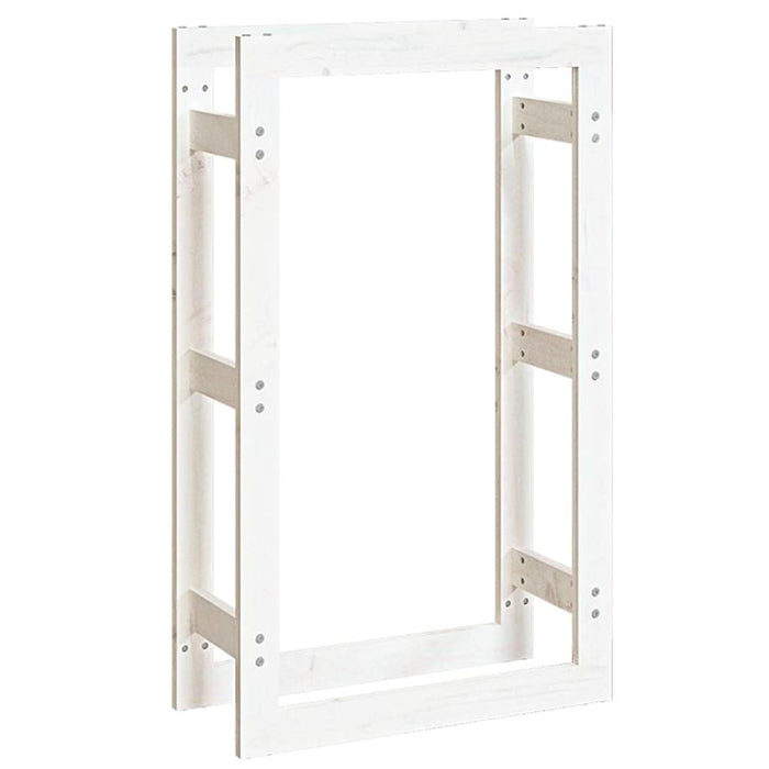 Rastel pentru lemne de foc, alb, 60x25x100 cm, lemn masiv pin WALTI
