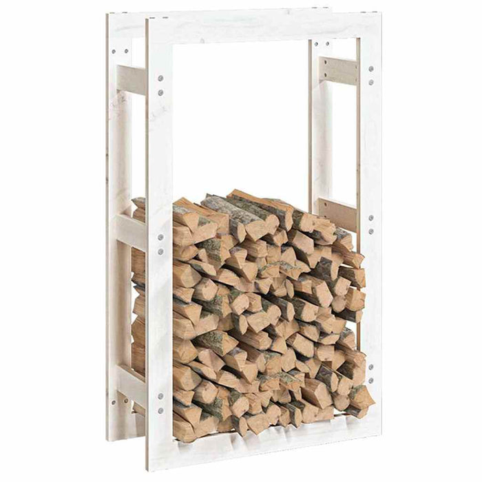 Rastel pentru lemne de foc, alb, 60x25x100 cm, lemn masiv pin WALTI