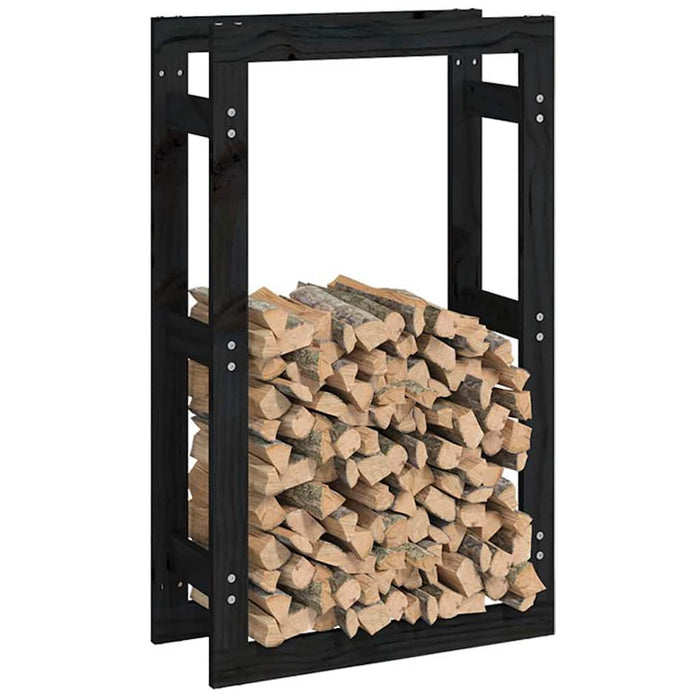 Rastel pentru lemne de foc, negru, 60x25x100 cm lemn masiv pin WALTI