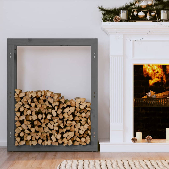 Rastel pentru lemne de foc, gri, 80x25x100 cm, lemn masiv pin - WALTI WALTI