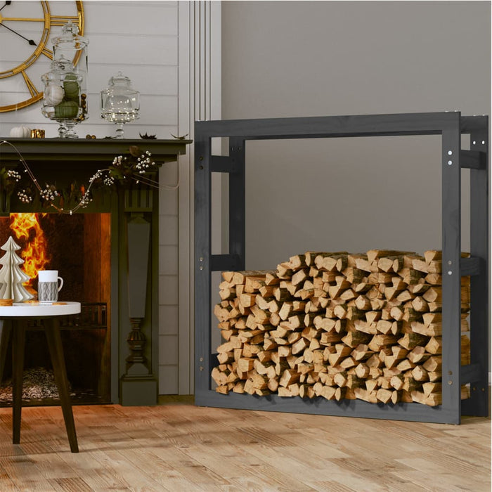 Rastel pentru lemne de foc, gri, 100x25x100 cm, lemn masiv pin - WALTI WALTI