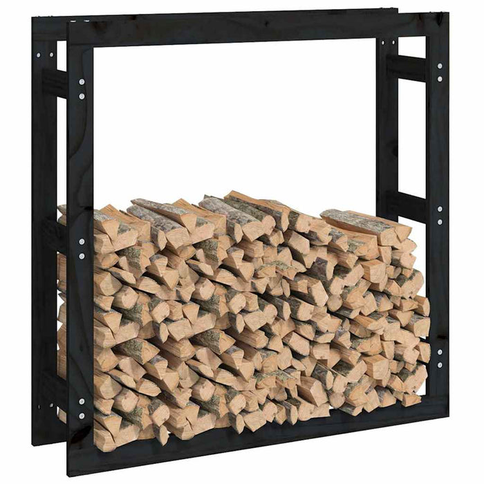 Rastel pentru lemne de foc, negru, 100x25x100 cm lemn masiv pin WALTI