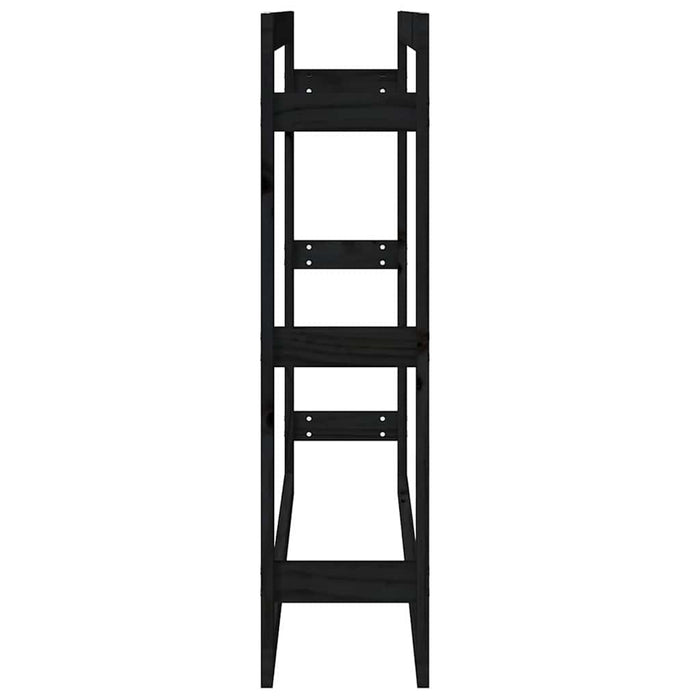 Rastel pentru lemne de foc, negru, 100x25x100 cm lemn masiv pin WALTI