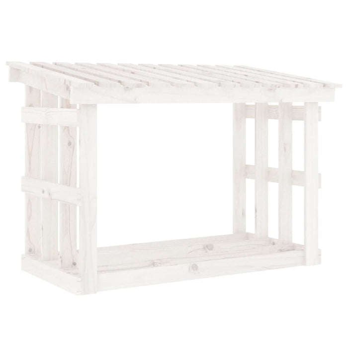 Rastel pentru lemne de foc, alb, 108x64,5x77 cm, lemn masiv pin - WALTI WALTI