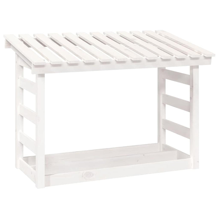 Rastel pentru lemne de foc, alb, 108x64,5x78 cm, lemn masiv pin - WALTI WALTI