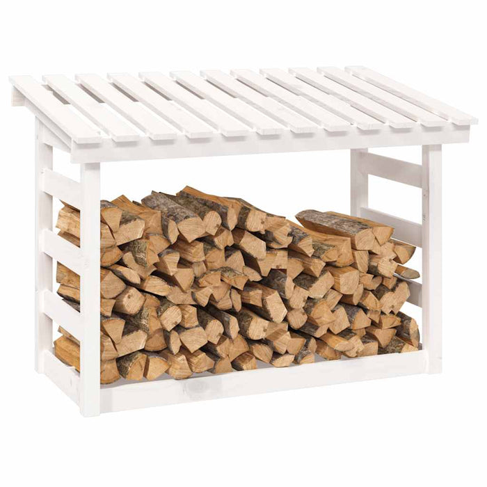 Rastel pentru lemne de foc, alb, 108x64,5x78 cm, lemn masiv pin - WALTI WALTI