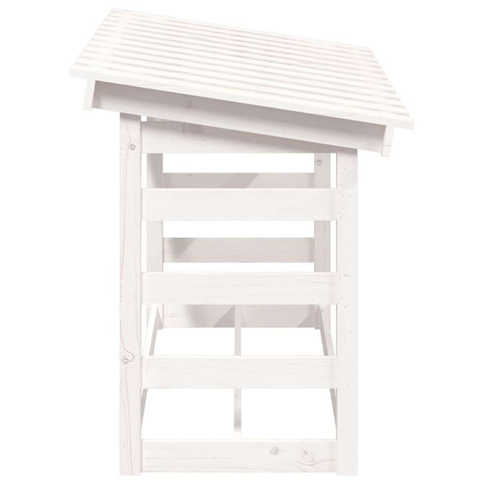 Rastel pentru lemne de foc, alb, 108x64,5x78 cm, lemn masiv pin - WALTI WALTI
