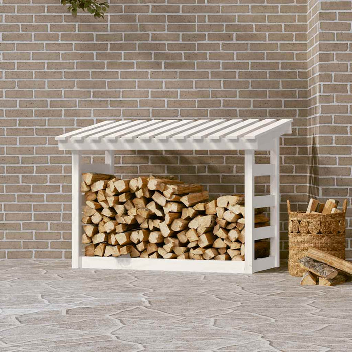 Rastel pentru lemne de foc, alb, 108x64,5x78 cm, lemn masiv pin - WALTI WALTI