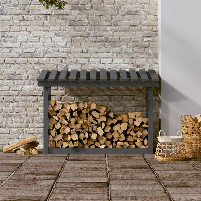 Rastel pentru lemne de foc, gri, 108x64,5x78 cm, lemn masiv pin WALTI