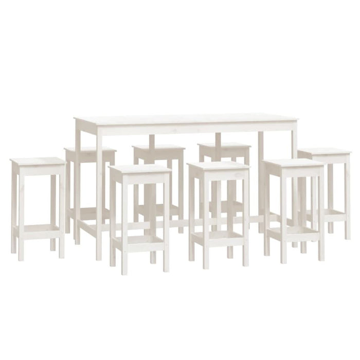 Set mobilier de bar, 9 piese, alb, lemn masiv de pin - WALTI WALTI