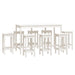 Set mobilier de bar, 9 piese, alb, lemn masiv de pin - WALTI WALTI