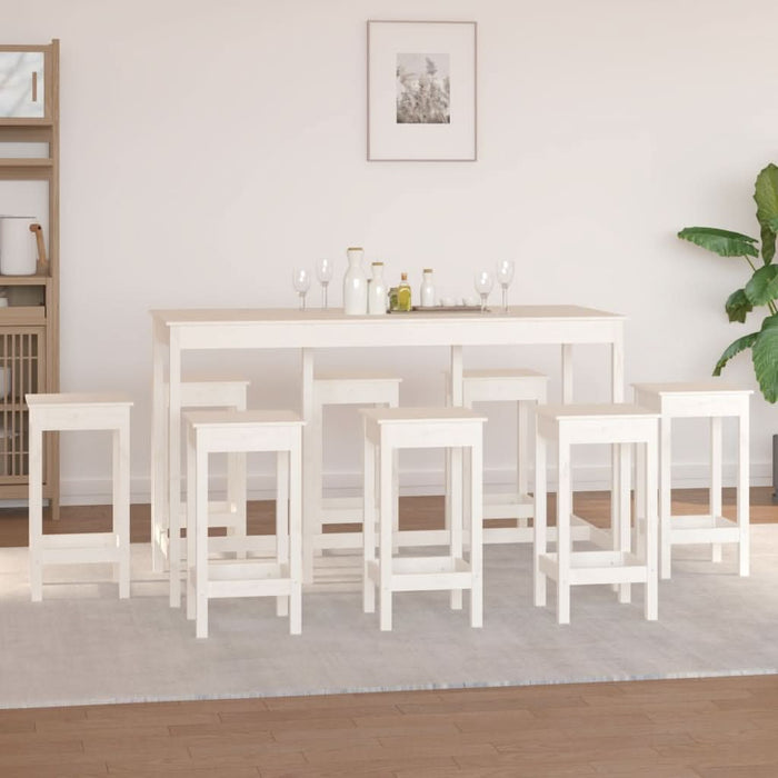 Set mobilier de bar, 9 piese, alb, lemn masiv de pin - WALTI WALTI